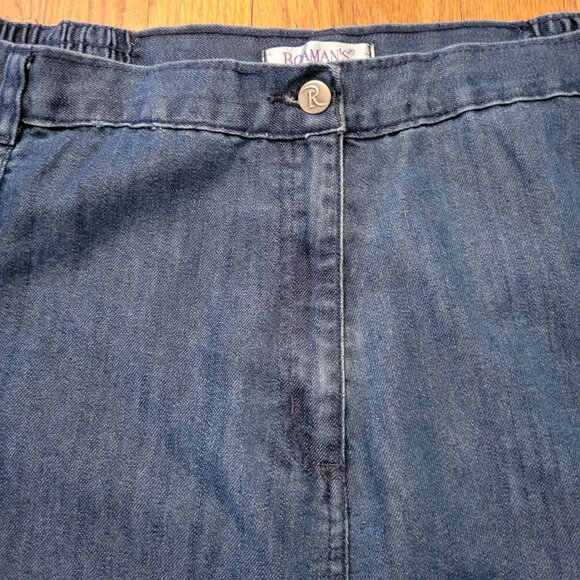 Roamans 30W Denim A Line Skirt Blue Jean Maxi‎ Full Modest Yellowstone - Picture 5 of 5